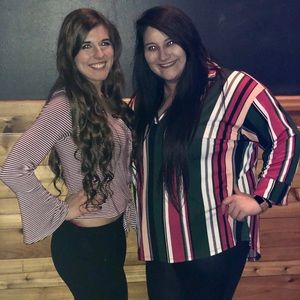 Fun Pink & Green Striped Long Sleeve Top